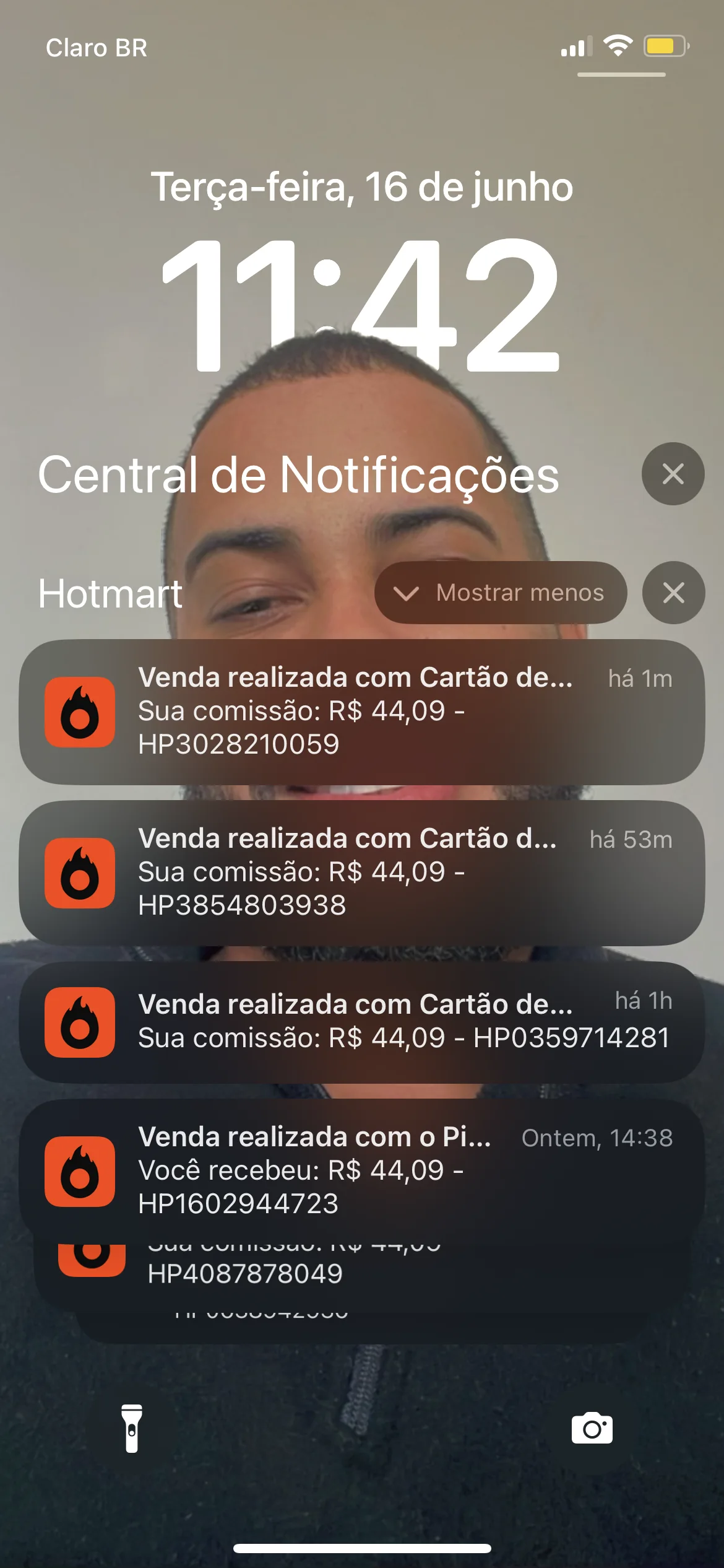 Notificações de vendas