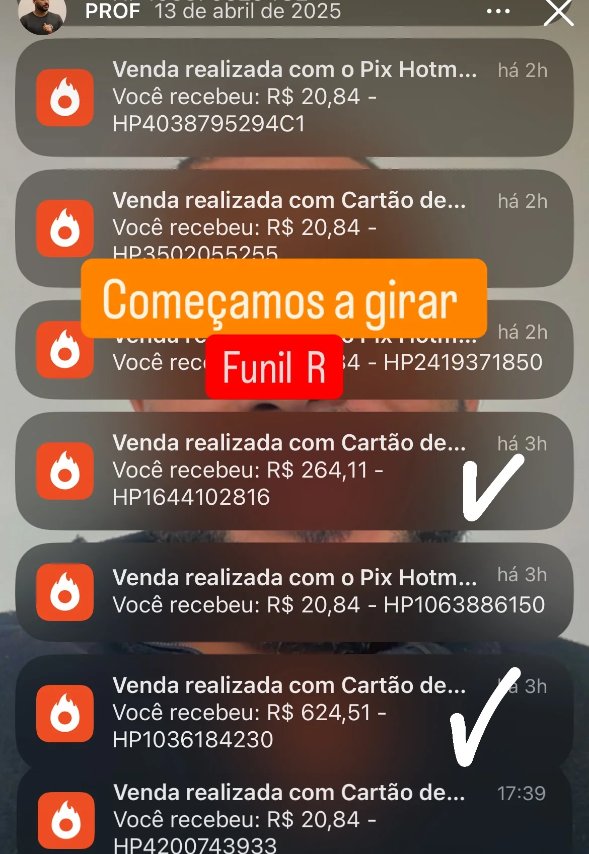 Notificações de vendas